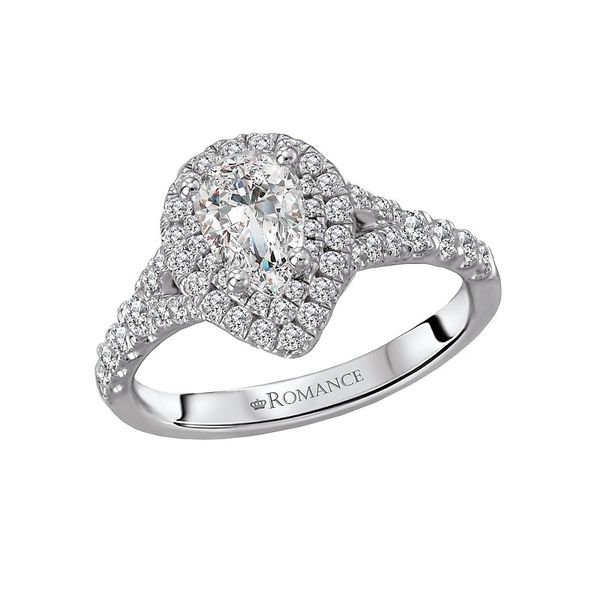 14K White Gold .95CTW Diamond Pear Halo Engagement Ring McCoy Jewelers Bartlesville, OK