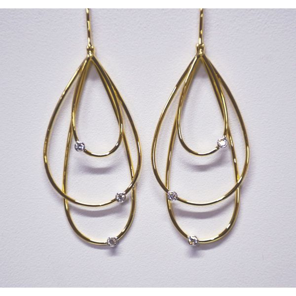 14K Two-Tone Gold & Diamond Three Drop Earrings McCoy Jewelers Bartlesville, OK