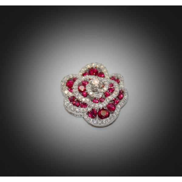 White Gold Ruby & Diamond Rose Pendant McCoy Jewelers Bartlesville, OK