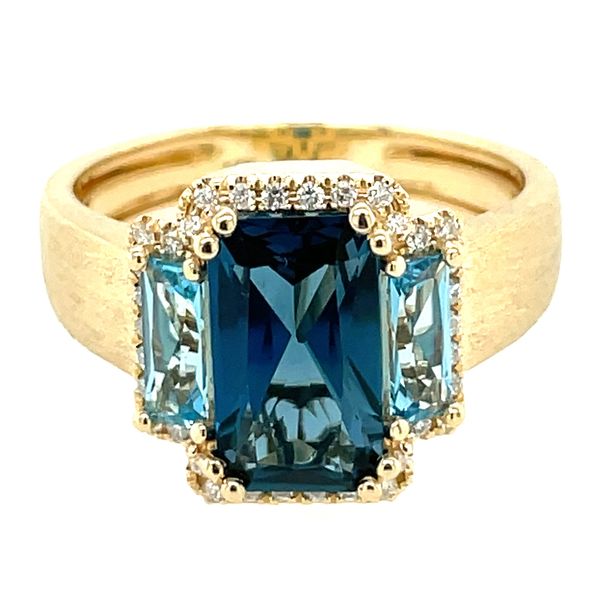 Yellow Gold Blue Topaz & Diamond Ring Meigs Jewelry Tahlequah, OK