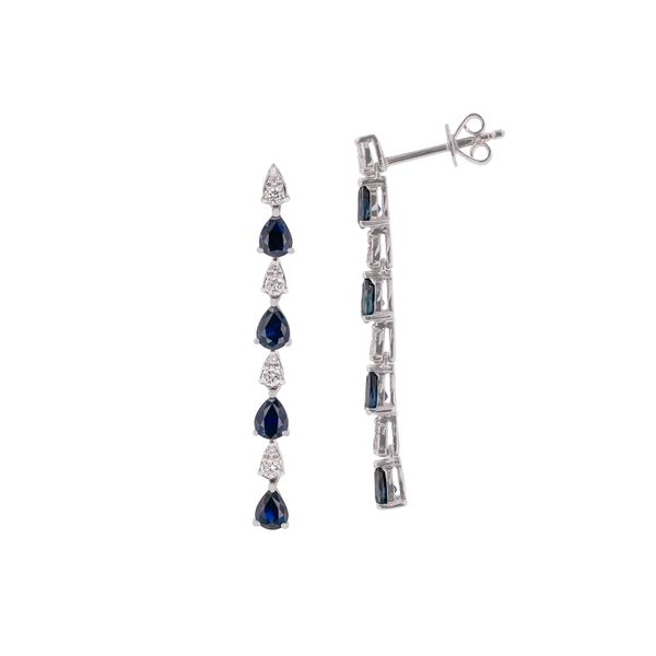 14K white gold sapphire and diamond dangle earrings