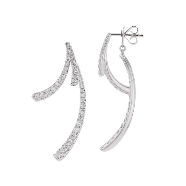 18K white gold diamond dangle earrings with earring jackets