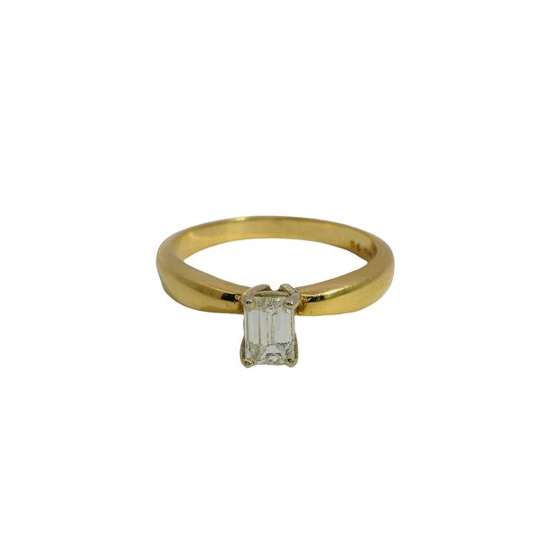 14 Karat Yellow Emerald Solitaire Engagement Ring