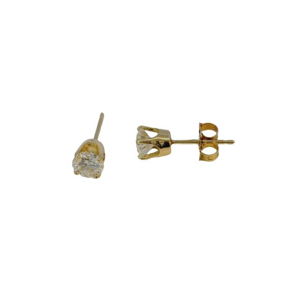 14Kt Yellow Gold Solitaire Earrings with 0.70ctw Round Br...