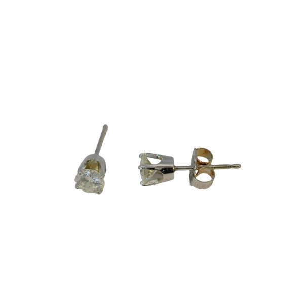 14Kt White Gold Solitaire Earrings with 0.54ctw Round Bri...