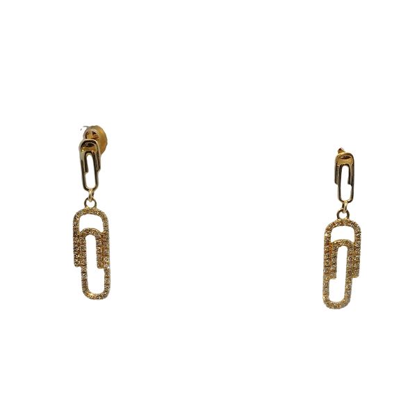 14K Two-Tone Paperclip Earrings with Round H/I SI Diamonds