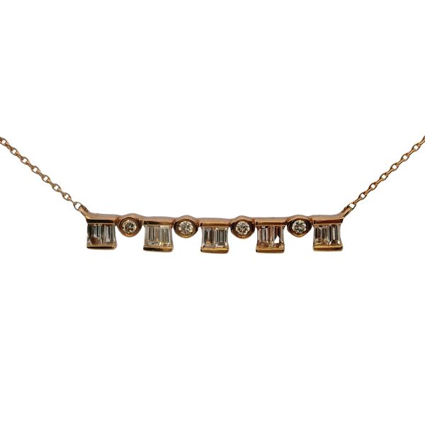10K Rose Gold Multi Stone Diamond Necklace