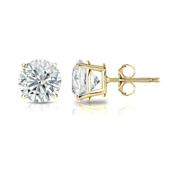 14K Yellow Gold Diamond Stud Earrings