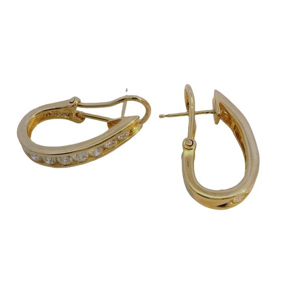 10K Yellow Gold Oblong Channel Set Earrings