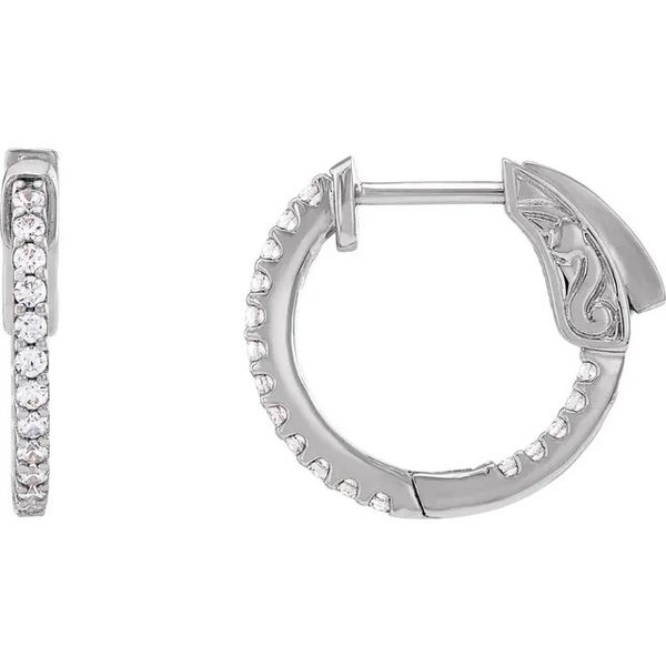 14Kt White Gold Inside Out Hoop Earrings
