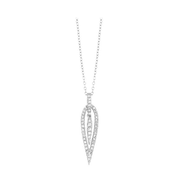 14Kt White Gold Diamond Pendant with Round Diamonds