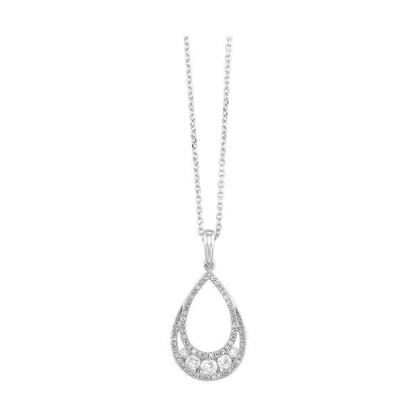 10Kt White Gold Diamond Pendant with Various Sized Diamonds