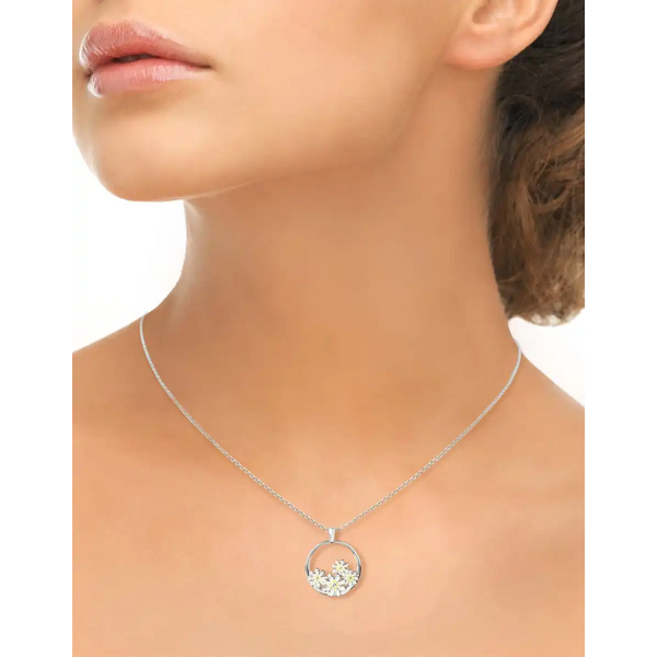 White Daisy Cluster Necklace Image 2 Morin Jewelers Southbridge, MA