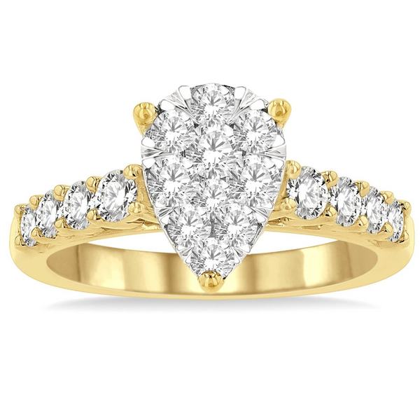 1/3 ctw Star Shape Lovebright Round Cut Diamond Ring in 14K White and  Yellow Gold