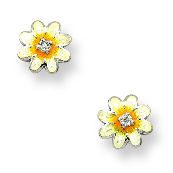 White Daisy Post Earrings