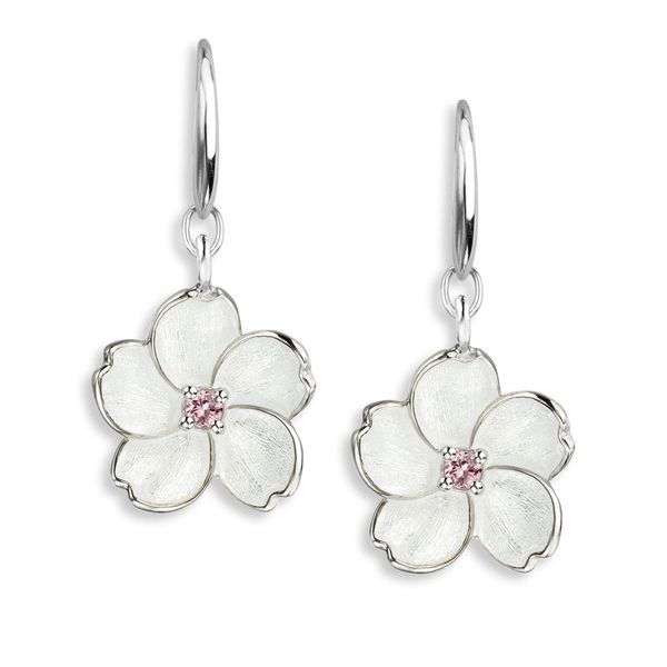 White Cherry Blossom Wire Earrings Morin Jewelers Southbridge, MA