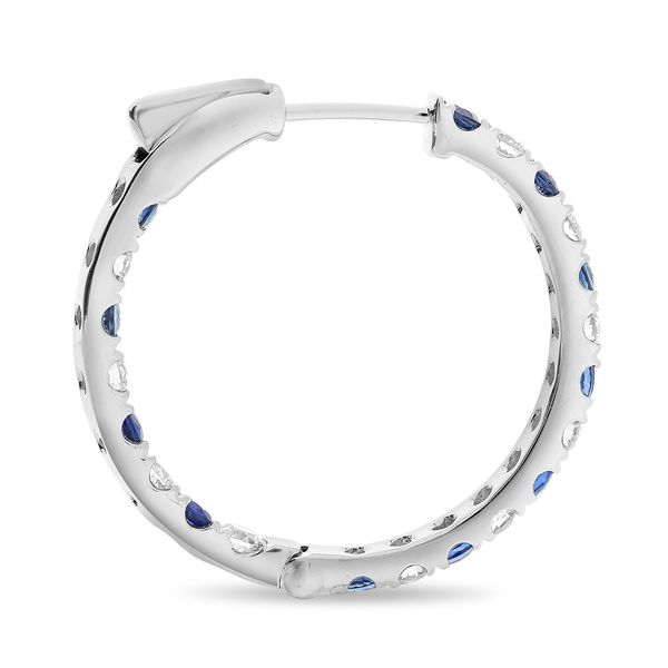 Three-quarter-inch Gold Hoops with a Carat+ of Sapphires Image 2 Mystique Jewelers Alexandria, VA