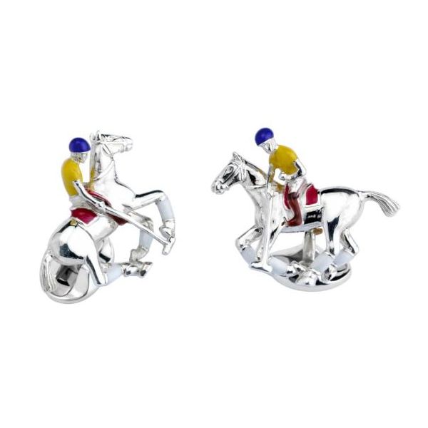 Sterling Silver Polo Rider & Pony Enamel Cufflinks Mystique Jewelers Alexandria, VA