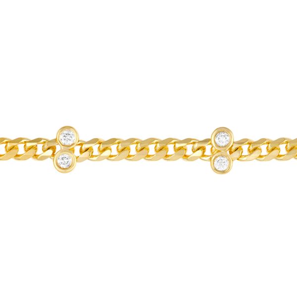 Gold Chain Bracelet with Diamond Stations Image 2 Mystique Jewelers Alexandria, VA