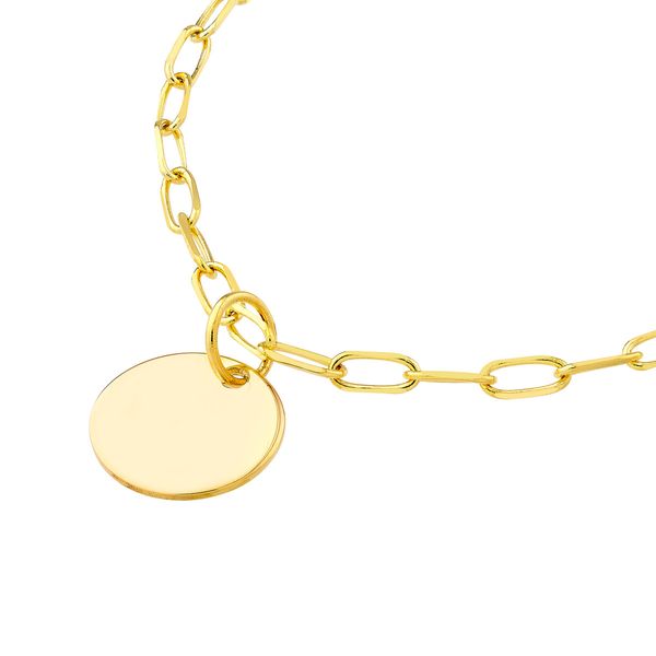 Dangle Disk Paper Clip Necklace Image 3 Mystique Jewelers Alexandria, VA
