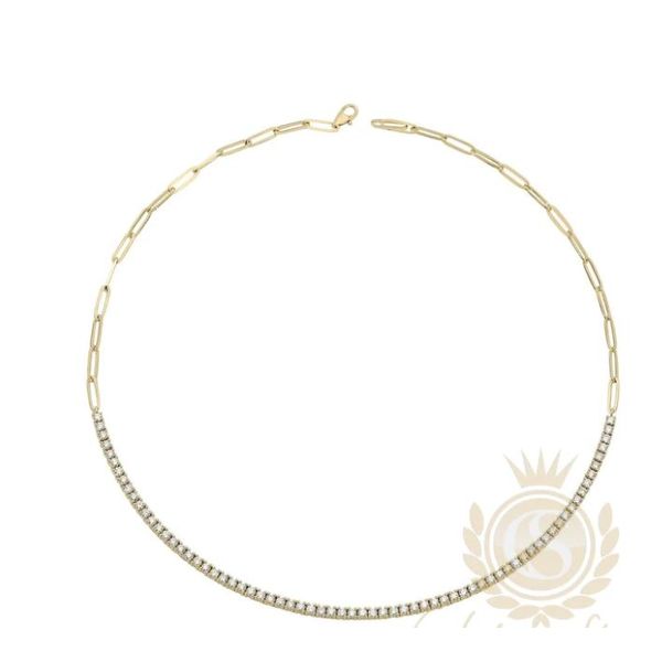 Diamond Bar Paperclip Chain Necklace in 14K Yellow Gold Mystique Jewelers Alexandria, VA