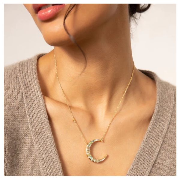 Crescent Moon Necklace | Graduated Diamond Moon Necklace | Liven Co – Liven  Company