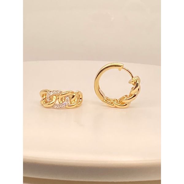 Gold and Diamond Chain Link Earrings Image 2 Mystique Jewelers Alexandria, VA