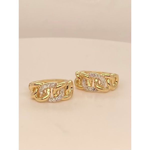 Gold and Diamond Chain Link Earrings Image 3 Mystique Jewelers Alexandria, VA