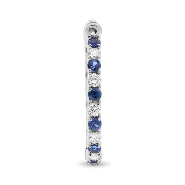 Sapphires and Diamonds Hoop Earrings Image 2 Mystique Jewelers Alexandria, VA