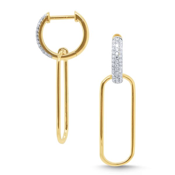 14k Gold and Diamond Paperclip Earrings Mystique Jewelers Alexandria, VA