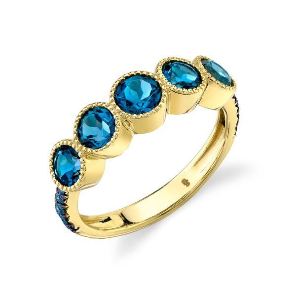 BLUE TOPAZ BAND WITH BLUE DIAMOND Image 2 Mystique Jewelers Alexandria, VA