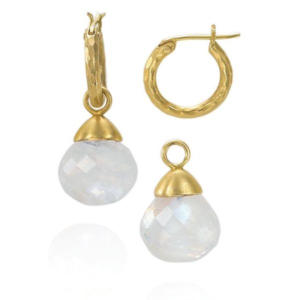 Hammered Hoops and Moonstone Charms Mystique Jewelers Alexandria, VA