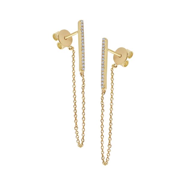 14K Gold and Diamond Chain Earrings Mystique Jewelers Alexandria, VA