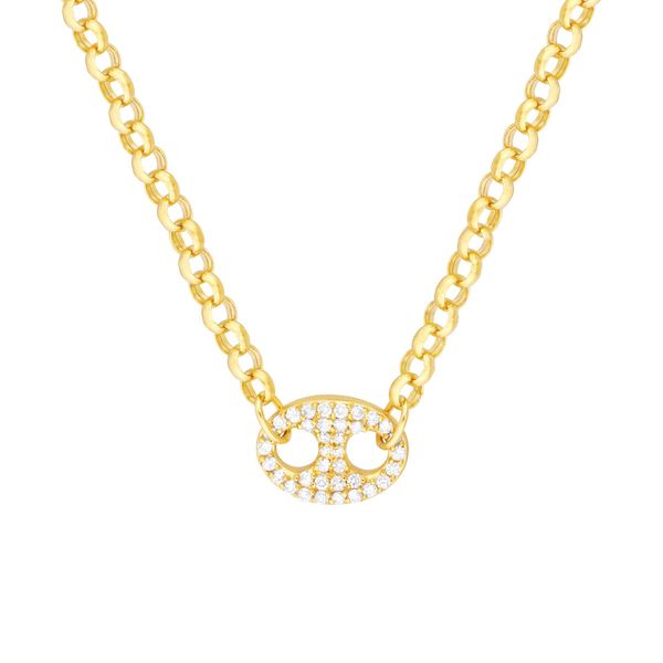 Diamond Puff Link on Rolo Necklace Mystique Jewelers Alexandria, VA