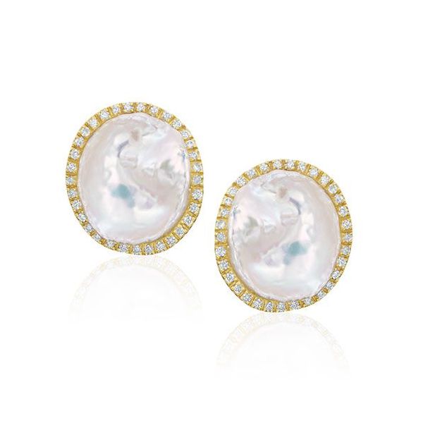 Pearl Diamond halo earrings Mystique Jewelers Alexandria, VA