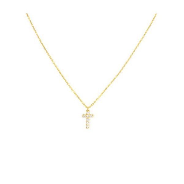 Gold Crystal Cross Necklace - Black/Clear | The Essential Jewels
