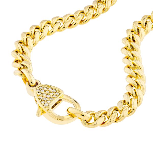 New Pave Diamond Pear Lock Curb Chain Bracelet Image 4 Mystique Jewelers Alexandria, VA