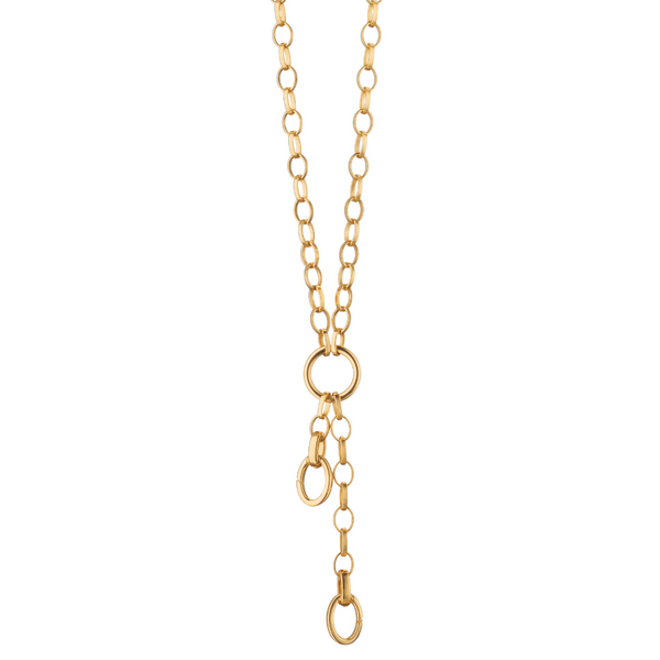 18k Gold Charm Chain Necklace, 2 Charm Stations CH-41324 | Mystique ...