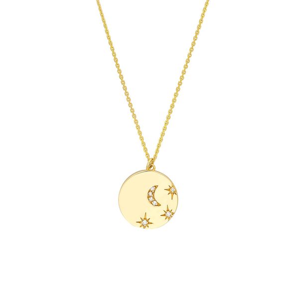 Diamond Moon & Stars Medallion Necklace Mystique Jewelers Alexandria, VA