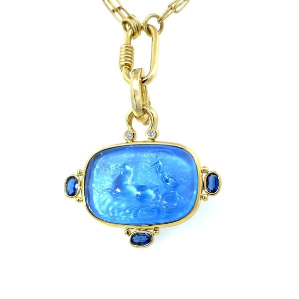 Venetian Glass Cameo with Kyanite and Diamond Enhancer Mystique Jewelers Alexandria, VA