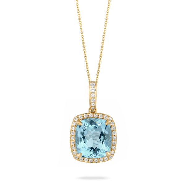 Blue Topaz Cushion Diamond necklace  Mystique Jewelers Alexandria, VA