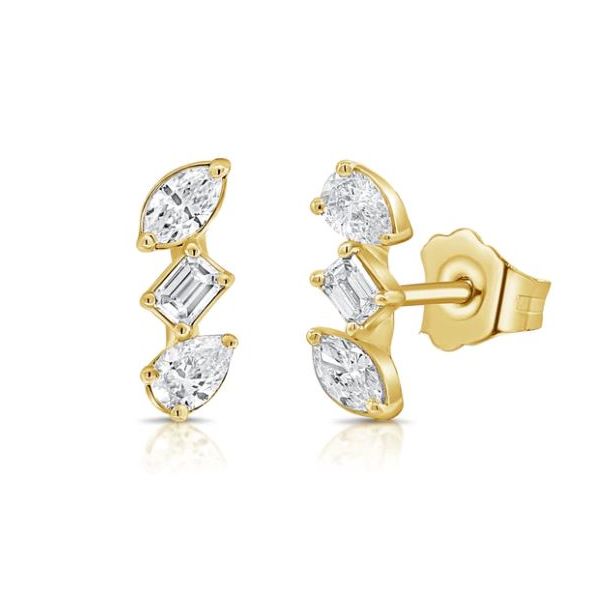 14K Gold & Fancy-Shape Diamond Stud Earrings Mystique Jewelers Alexandria, VA
