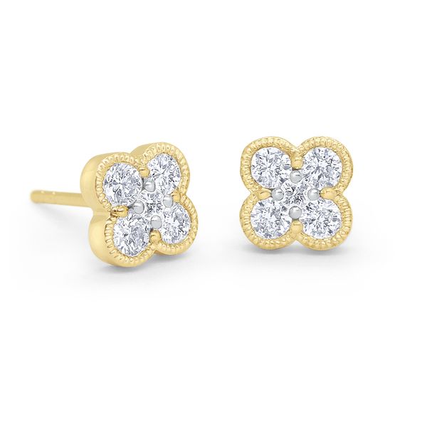 14k Gold and Diamond Clover Earrings, Large Mystique Jewelers Alexandria, VA