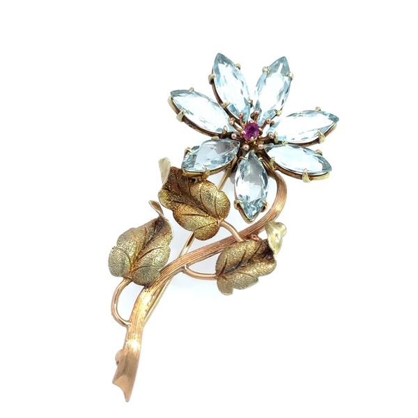Aquamarine Flower Brooch  Mystique Jewelers Alexandria, VA