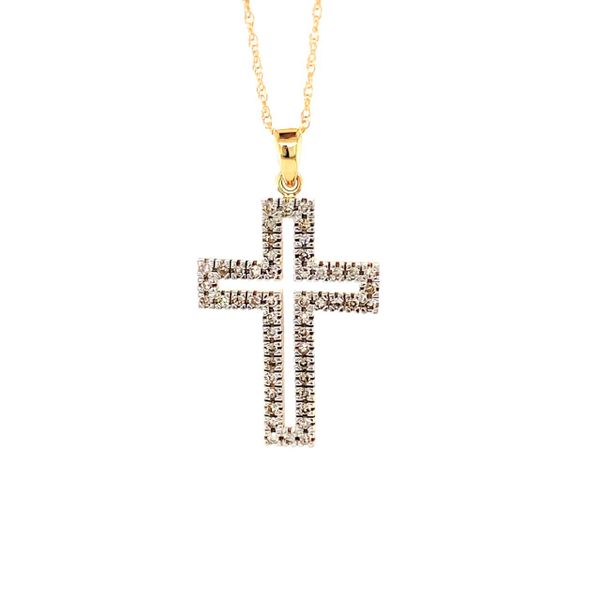 10 kt Yellow Gold Open Diamond Cross Necklace 
