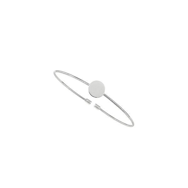 Sterling silver cuff bracelet with sterling silver center circle. This is an open design bracelet made to fit small to medium
