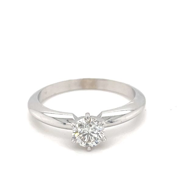 14 kt White Gold Round Diamond Solitaire Engagement Ring  .56 carat 