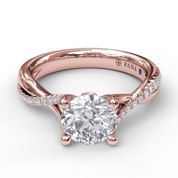 Rose Gold Alternating Diamond Twist Engagement Ring