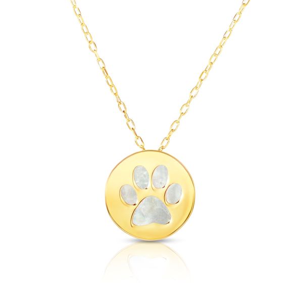 14 kt Yellow Gold  Paw Print Necklace 