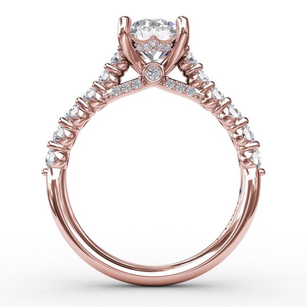 Rose Gold Contemporary Diamond Solitaire Engagement Ring With Hidden Halo